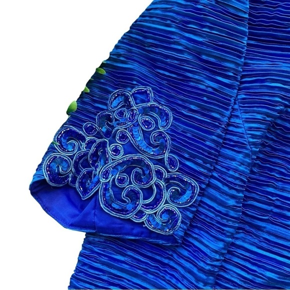 Vtg Karen Miller Beaded Sequined Textured MOB Evening Jacket Blue Size 14 - Picture 4 of 7